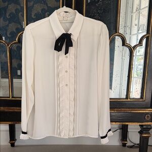 Ted Baker White Shirt with Black Bow and Trim